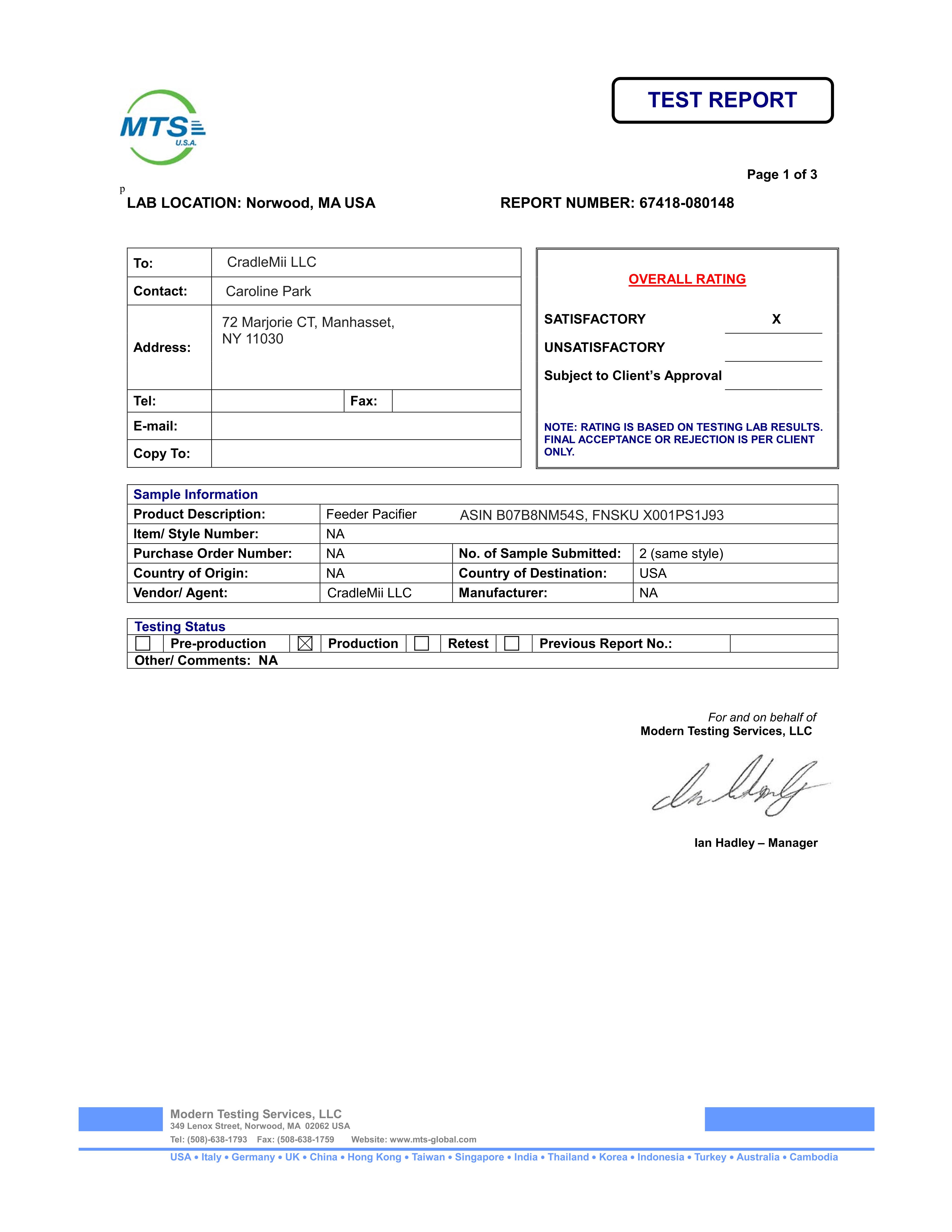 Chupete alimentador para bebé_Informe SIN BPA_MTS USA