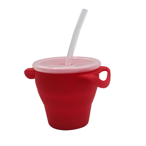 Vaso de silicona plegable para refrigerios con pajita de silicona