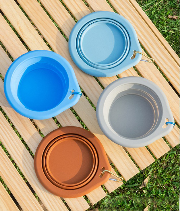 Cuencos portátiles de silicona para mascotas con logotipo personalizado 