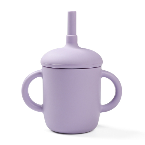 Vaso para sorber o vaso de entrenamiento de silicona 2 en 1 para bebé con tapa de silicona, pajita de silicona y pajita de repuesto