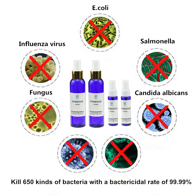 99,99% aerosol antibacteriano de plata nano coloidal de esterilización 30 ppm aplicado para quemar el tratamiento de cuidado de heridas