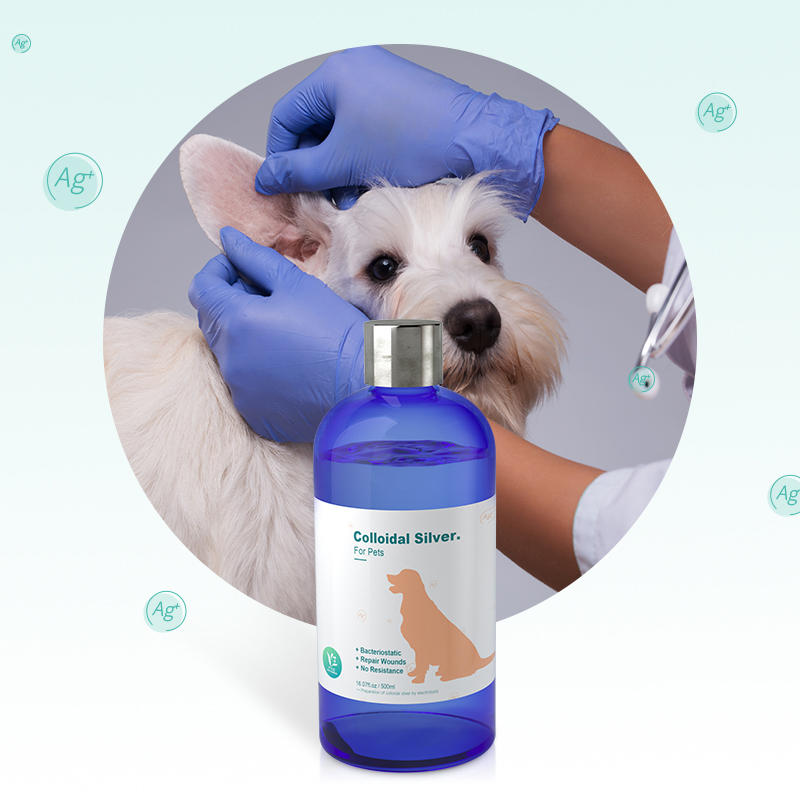 Fabricación de etiqueta privada en aerosol de plata coloidal nano antimicrobiana de grado alimenticio 100PPM para tratamiento de cuidado de la piel de mascotas