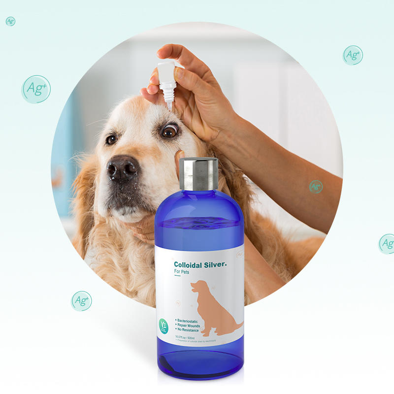 Fabricación de etiqueta privada en aerosol de plata coloidal nano antimicrobiana de grado alimenticio 100PPM para tratamiento de cuidado de la piel de mascotas